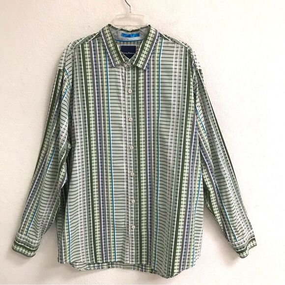 Tommy Bahama pima cotton plaid button up long sleeve shirt XXL - Picture 1 of 5